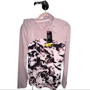 Under Armour HeatGear Loose Camo Black Pink Activewear Shirt Hooded Lightweight